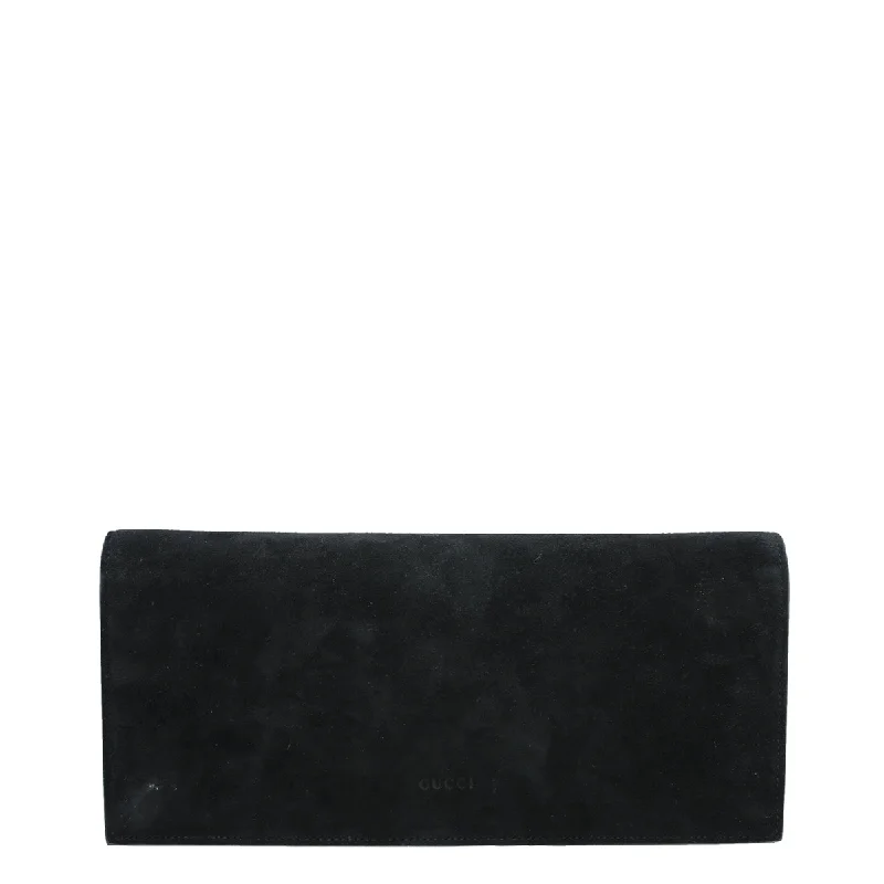 Gucci handbags for women with a metal - framed claspGucci Black Suede Broadway Crystal Clutch