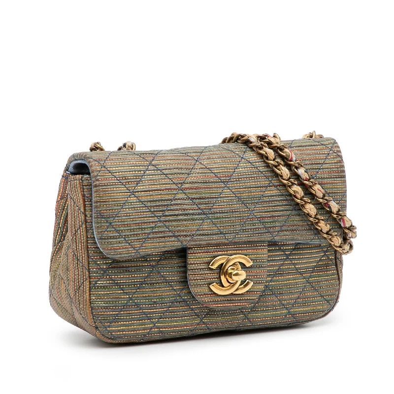 Chanel New Arrival Handbag with Gold HardwareChanel Mini Metallic Woven Raffia Classic Square Single Flap (uhzvVf)